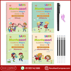 SET DE 4 CUADERNOS MÁGICOS MONTESSORI EN ESPAÑOL Magic Book